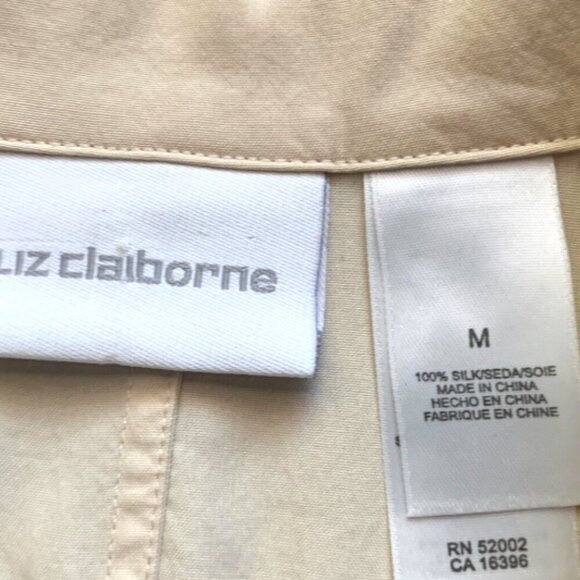 VTG Liz Claiborne Silk Button Front Top Embroidered Theater/Drama Masks M #88D - Picture 8 of 9